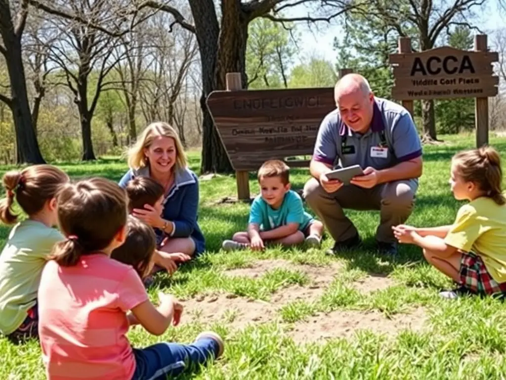 A photo of A.C.C.A. members leading an educational workshop for local children, teaching them about wildlife conservation and responsible hunting practices.