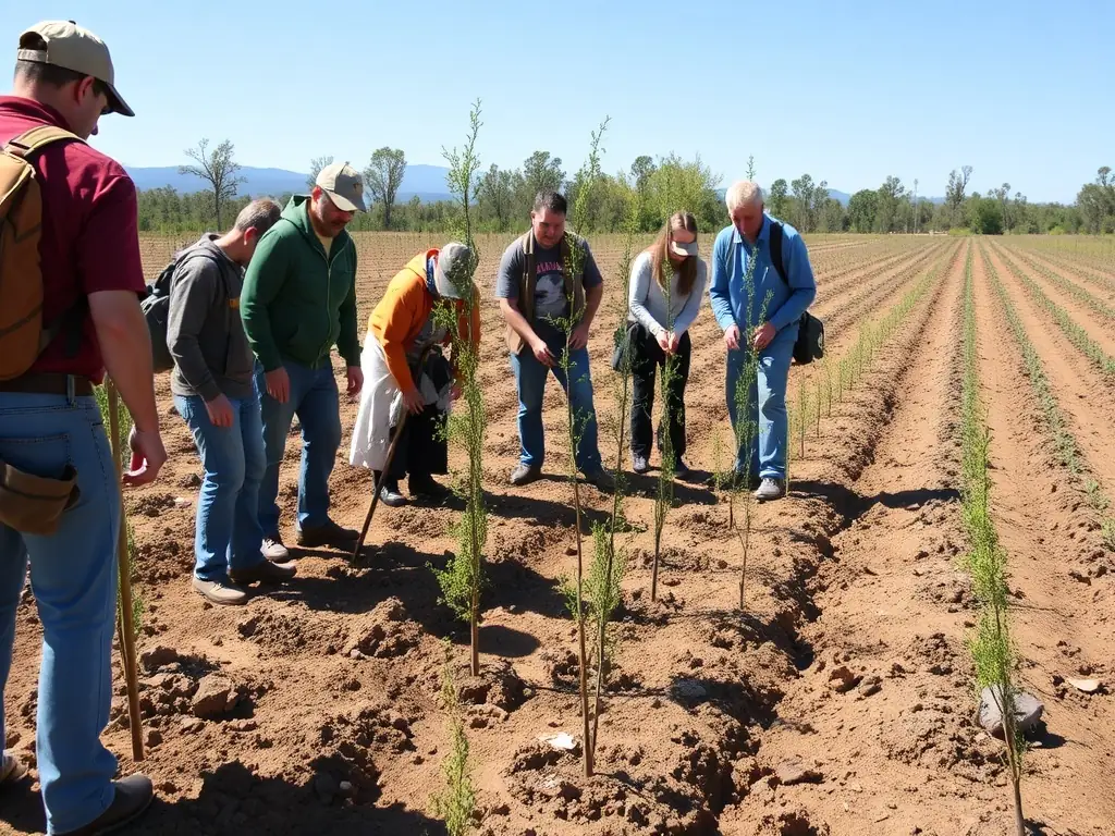 A group of A.C.C.A. members participating in a wildlife habitat restoration project, planting native trees and shrubs to enhance biodiversity.