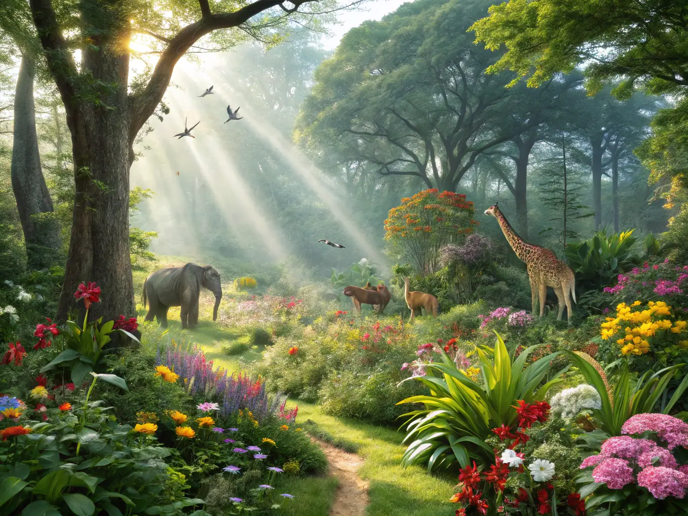 A vibrant image of local wildlife thriving in a protected habitat, illustrating A.C.C.A.'s efforts in strengthening wildlife populations through conservation programs.